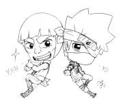Coloriage Chibi Might Guy et Kakashi drole