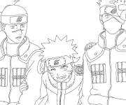 Coloriage Drole de Kakashi, Iruka et Naruto