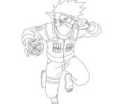 Coloriage Hatake Kakashi en sautant