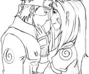 Coloriage Hatake Kakashi et Rin amoureux