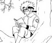 Coloriage Kakashi a allum&eacute; un livre sur un arbre