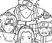 Coloriage Kakashi avec Naruto, Sakura et Sasuke