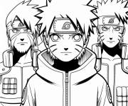 Coloriage Kakashi avec Obito, Rin, Minato et le jeune Naruto
