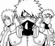 Coloriage Kakashi avec Obito, Rin, Minato et Naruto de l'anime