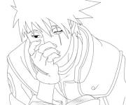 Coloriage et dessins gratuit Kakashi avec sa main cachant le visage à imprimer