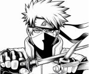 Coloriage Kakashi avec son arme classique