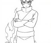 Coloriage Kakashi avec un feu de camp
