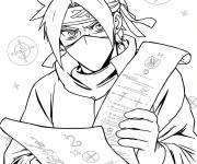 Coloriage Kakashi avec un parchemin