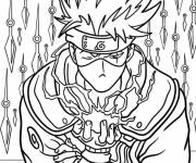 Coloriage Kakashi d&eacute;montre son technique de Chidori
