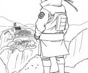 Coloriage Kakashi devant le village