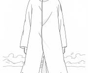 Coloriage Kakashi en cape hoche la t&ecirc;te