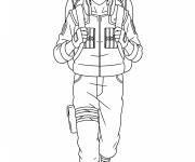 Coloriage Kakashi en marche portant sa valise