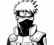 Coloriage Kakashi en masque et en uniforme pour adulte