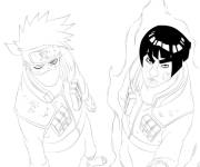 Coloriage Kakashi et Might Guy de l'anime