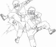 Coloriage Kakashi et Obito en plein action