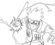 Coloriage Kakashi et technique de Chidori
