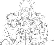Coloriage Kakashi Hatake avec l'&eacute;quipe de 7