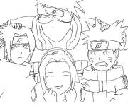 Coloriage Kakashi Hatake avec l'&eacute;quipe de7 dessin&eacute; &agrave; la main