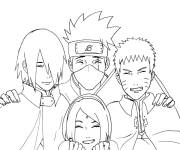 Coloriage Kakashi Hatake avec les personnage de l'anime Naruto