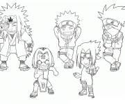 Coloriage Kakashi Hatake avec les protagonistes de Naruto