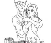 Coloriage Kakashi Hatake avec Sakura
