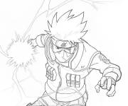 Coloriage Kakashi Hatake en plein combat