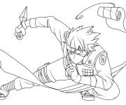 Coloriage Kakashi Hatake en position d'attaque