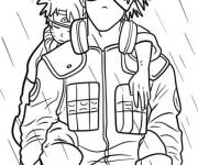 Coloriage Kakashi Hatake et Naruto sous la pluie