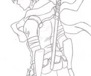 Coloriage Kakashi Hatake pret pour attaquer