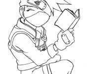 Coloriage et dessins gratuit Kakashi Hatake souriant avec un livre à imprimer