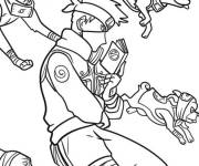 Coloriage Kakashi invoquant des chiens ninja