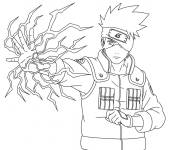 Coloriage Kakashi lance son attque