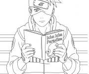 Coloriage Kakashi lisant un livre