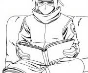 Coloriage Kakashi lisant un livre pour enfants