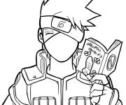 Coloriage Kakashi masqu&eacute; avec son livre