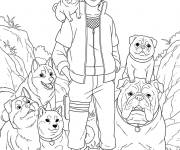 Coloriage Kakashi parmi des chiens