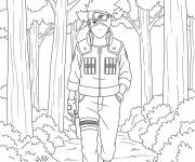 Coloriage Kakashi qui marche dans la foret