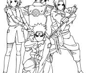 Coloriage Kakashi r&eacute;unis avec son &eacute;quipe 7