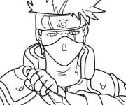 Coloriage Kakashi tenant la Kunai en mains