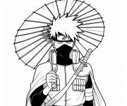 Coloriage Kakashi tenant une parapluie