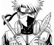 Coloriage Kakashi tenant une plume et son arme