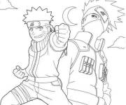 Coloriage L'amiti&eacute; de Kakashi Hatake et Naruto Ninja