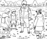 Coloriage Ma&icirc;tre ninja Kakashi et ses &eacute;l&egrave;ves sur le terrain
