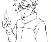 Coloriage Ma&icirc;tre ninja Kakashi, style de feu