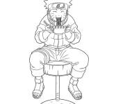 Coloriage Ninja Kakashi qui mange