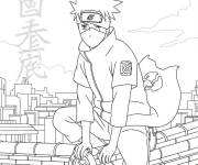 Coloriage Ninja Kakashi sur le toit