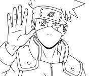 Coloriage Ninja Kakashi te saluant