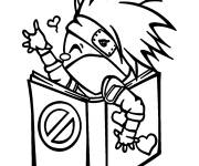 Coloriage Petit Hatake Kakashi dans un livre