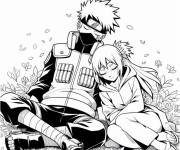 Coloriage Rin et Hatake Kakashi en dormant