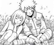 Coloriage Rin Nohara dort &agrave; c&ocirc;t&eacute; de Hatake Kakashi dans le terrain